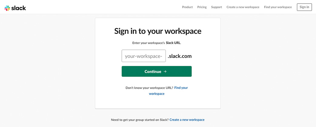 Вход в Slack