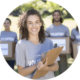 Woman holding clipboard