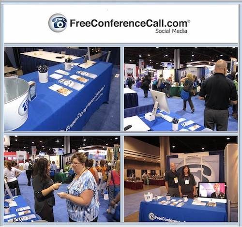 A collage of photos at the SHRM trade show