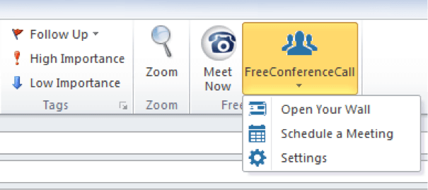 FreeConferenceCall plug-in in outlook